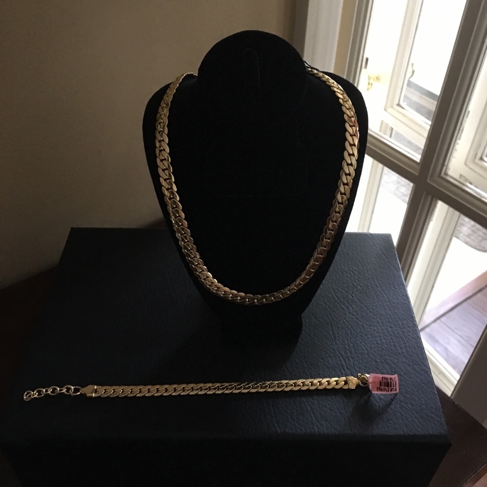 2pc Gold over Stainless Steel Chain & Bracelet